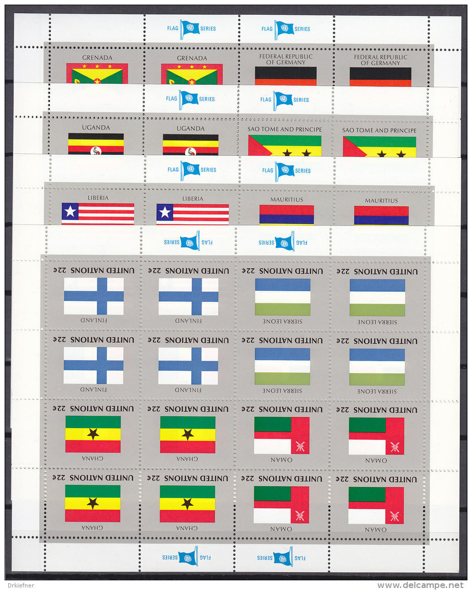 UNO  NEW YORK  472-487, Zd-Bogensatz, Postfrisch **, Flaggen 1985 - Blocks & Sheetlets