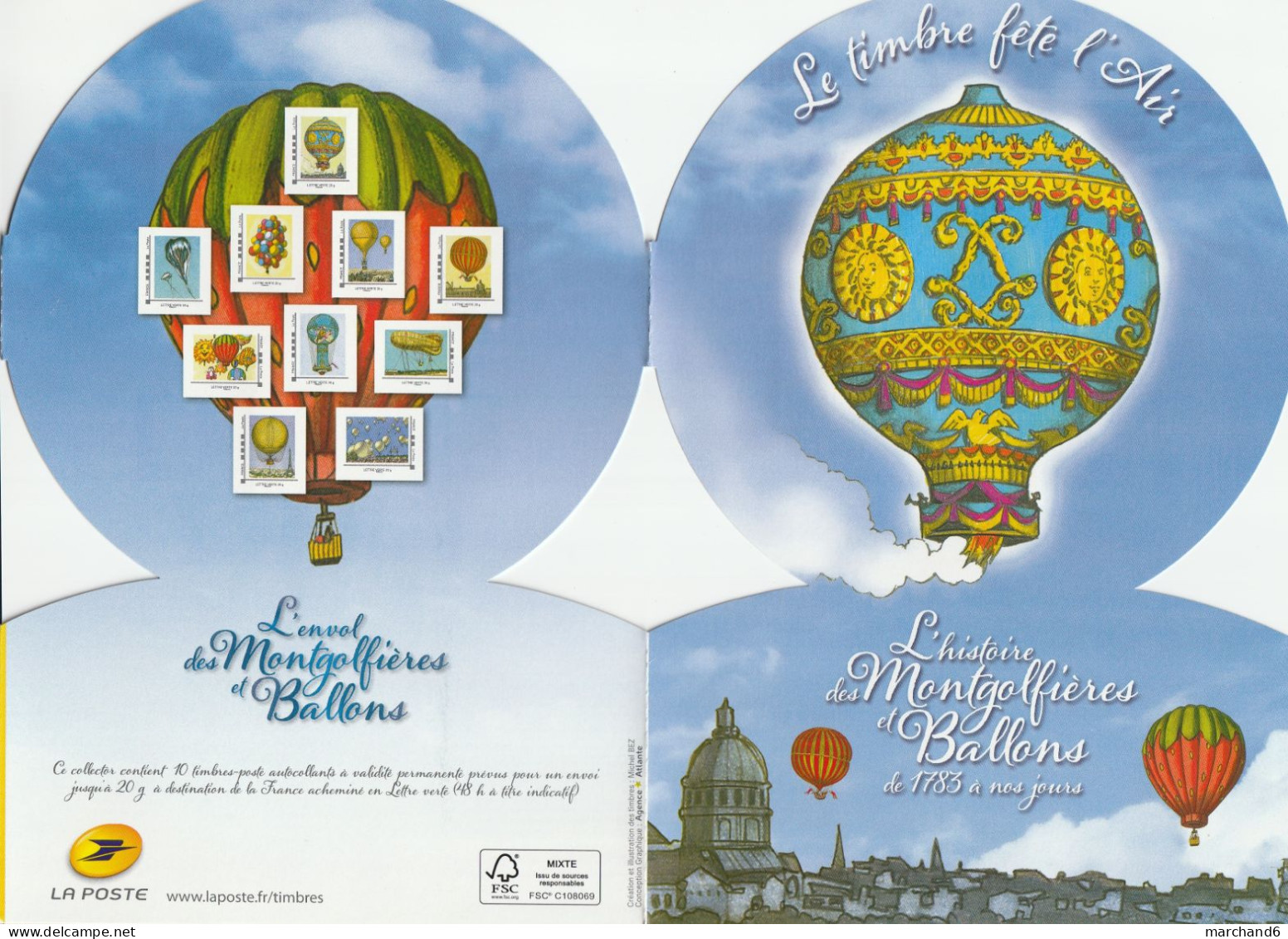 Feuillet Collector Montgolfières Et Ballons De 1783 à Nos Jours France 2013 IDT L V 20gr 10 Timbres Autoadhésifs N°230 - Collectors