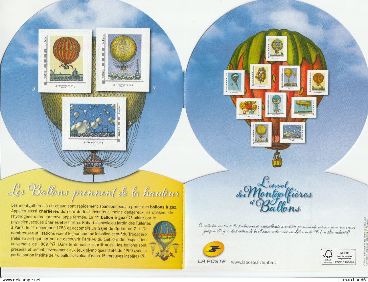 Feuillet Collector Montgolfières Et Ballons De 1783 à Nos Jours France 2013 IDT L V 20gr 10 Timbres Autoadhésifs N°230 - Collectors