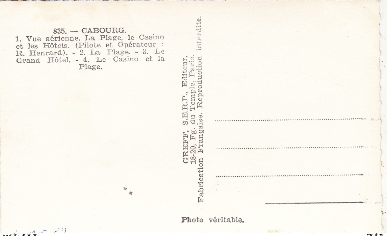 14. CABOURG .CPA. MULTIVUES. 4 MINI CPA " SOUVENIR DE CABOURG ". PLAGE. CASINO. GRAND HOTEL. ANNEE 1957 - Cabourg