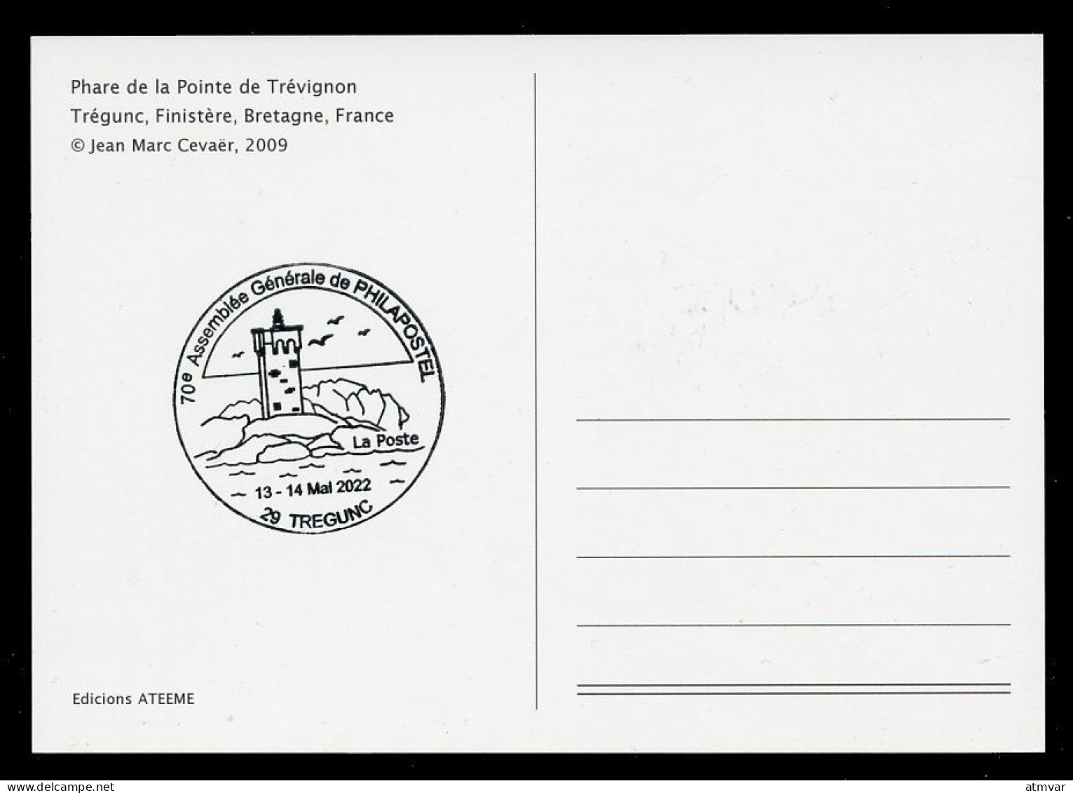 FRANCE (2022) Carte Maximum Card Montimbramoi 70 Assemblée PHILAPOSTEL Trégunc Phare Trévignon Lighthouse Leuchtturm - 2020-…