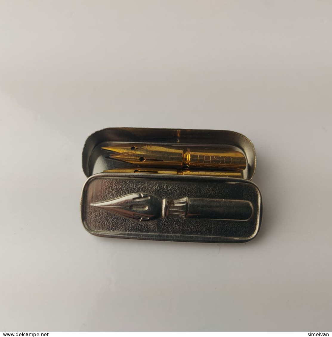 Vintage Dip Pen Nibs TASO 155 EF Feder 8 Pcs In Metal Box Calligraphy #5564 - Schrijfgerief
