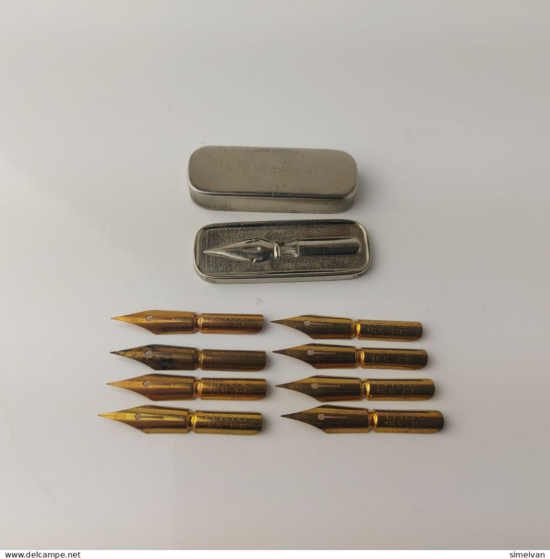 Vintage Dip Pen Nibs TASO 155 EF Feder 8 Pcs In Metal Box Calligraphy #5564 - Stylos