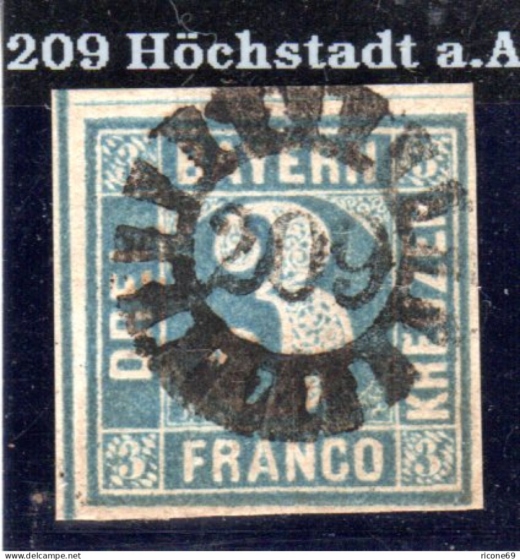 Bayern, MR 209 HÖCHSTADT A.A. Zentrisch Auf Breitrandiger 3 Keuzer V. Bogenrand - Storia Postale