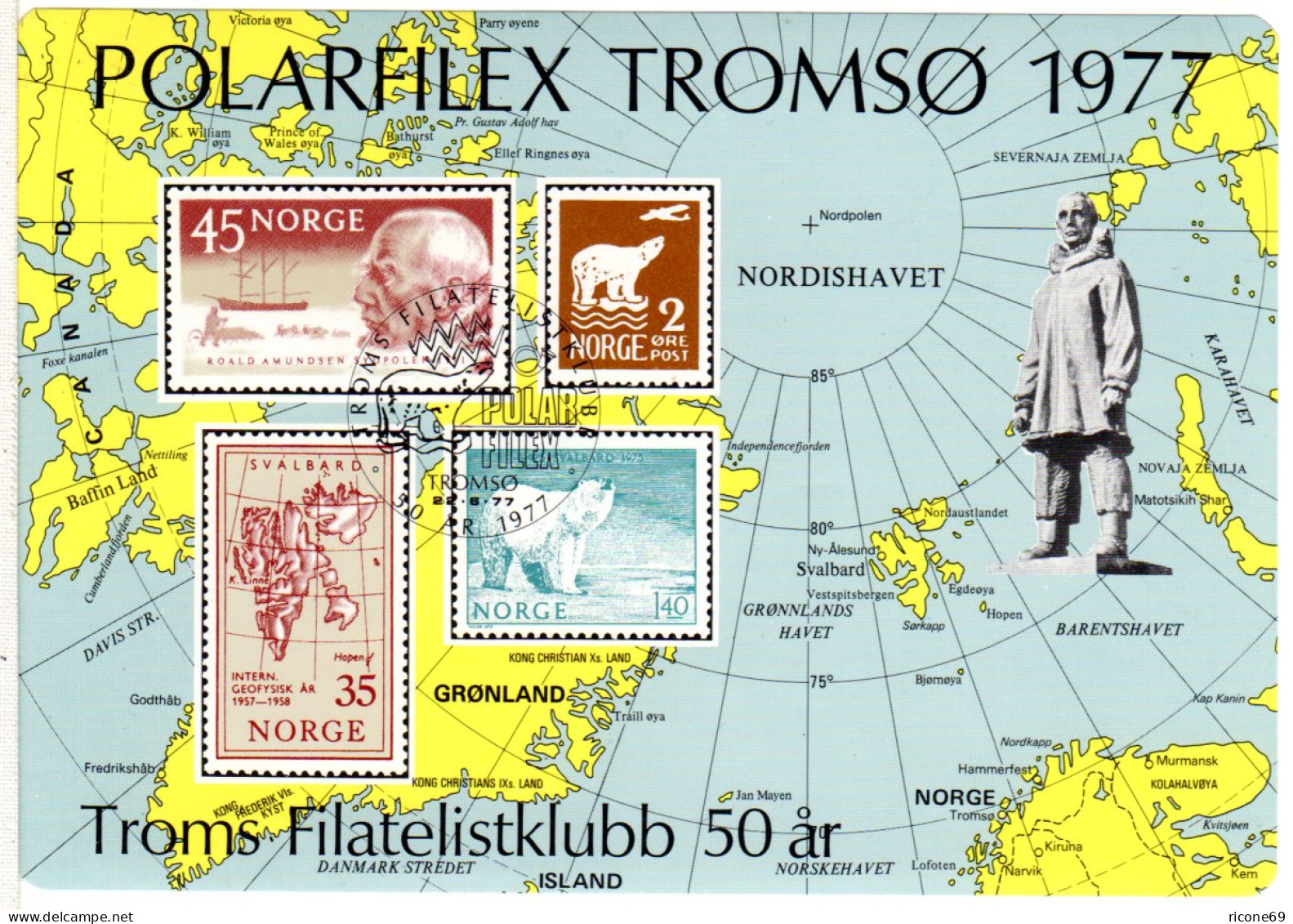 Norwegen 1977, Polarfilex Tromsö Minneblokk Des Troms Filatelistklubb  - Storia Postale