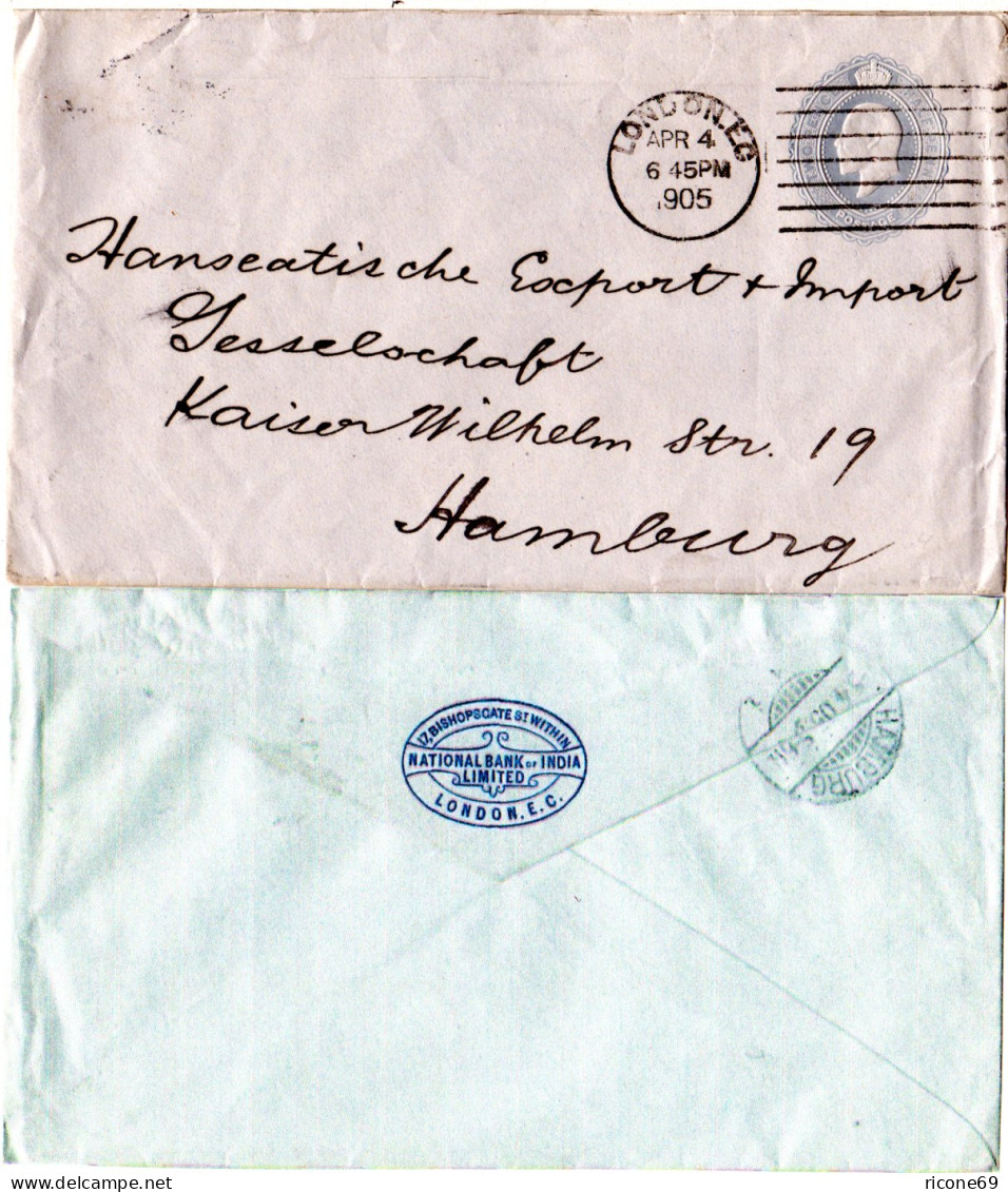 GB 1905, 2 1/2d Bank Of India Ganzsachenumschlag M. London Maschinenstempel - Other & Unclassified