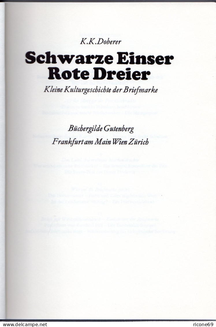 Doberer, K.K., Schwarze Einser Rote Dreier, 231 S. über Die Philatelie - Altri & Non Classificati