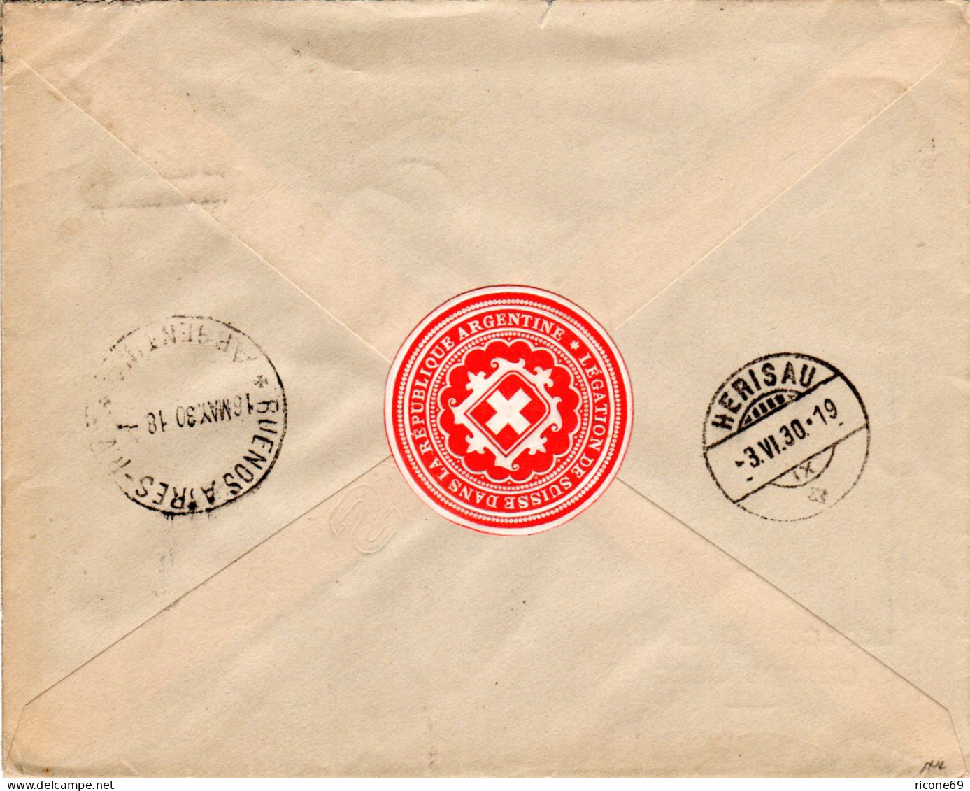 Argentinien 1930, Paar 12 C. Auf Schweiz Konsulats Reko-Brief V. Buenos Aires - Cartas & Documentos