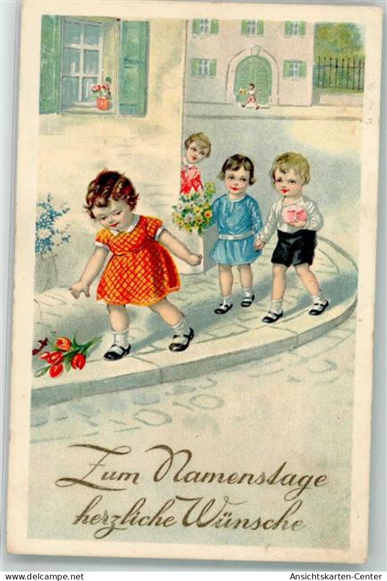 39786707 - Kinder Gratulanten Mit Blumen - Other & Unclassified