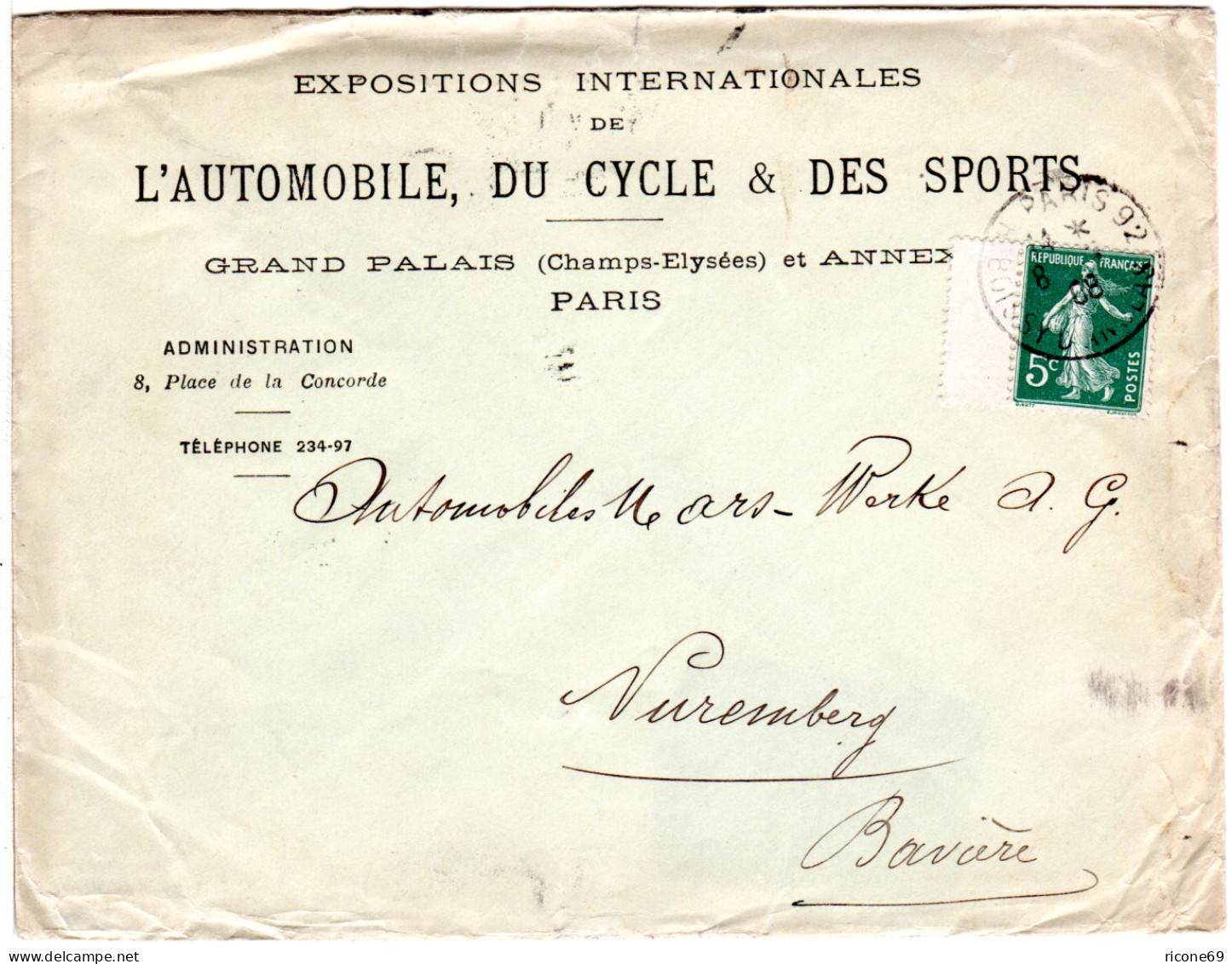 Frankreich 1908, 25 C. Auf Schönem Umschlag Cycle 6 Automobile Industriels - Sonstige & Ohne Zuordnung