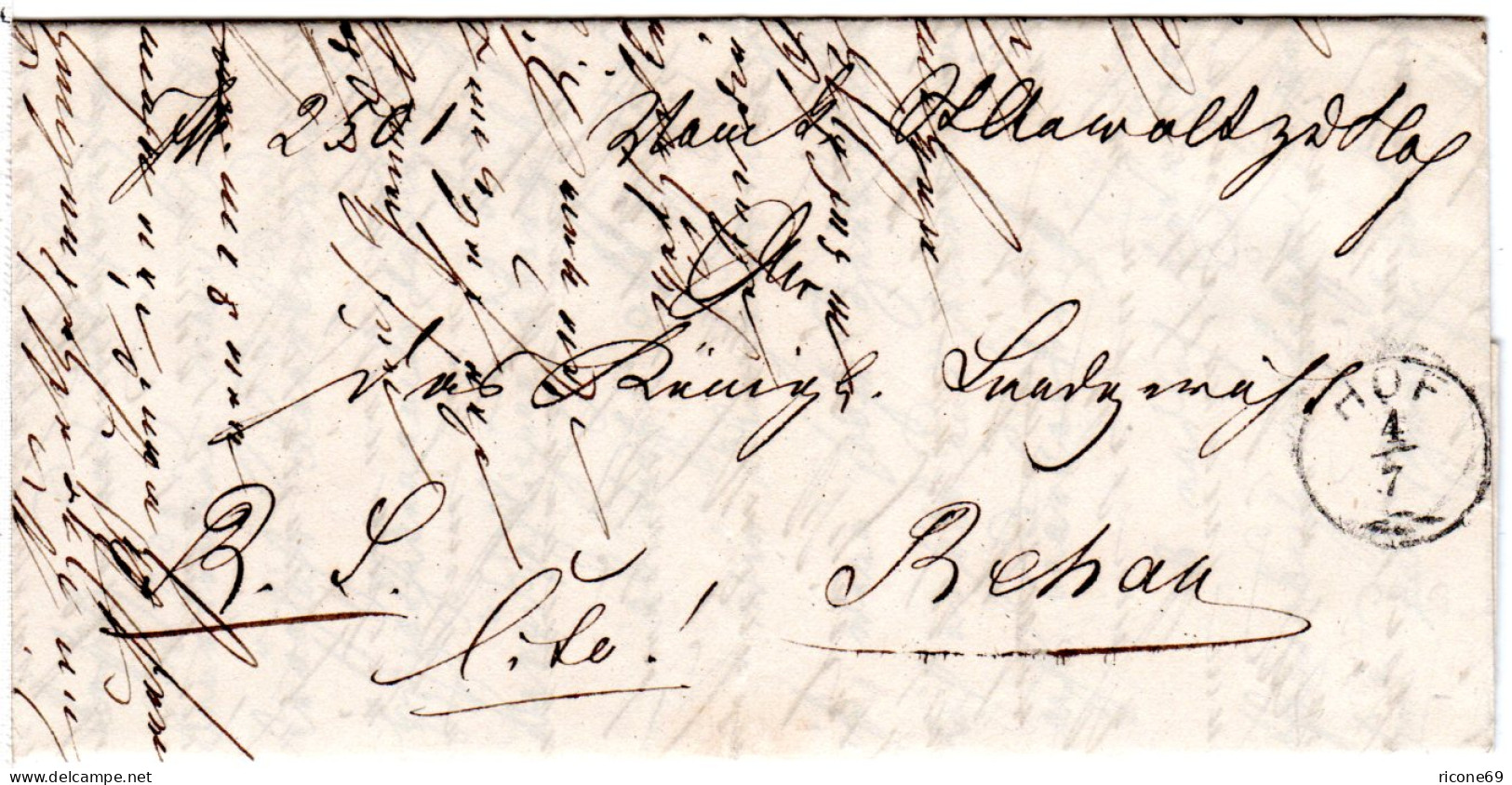 Bayern 1868, Zierstempel HOF Auf Brief M. Cito! - Vermerk N. Rehau. - Lettres & Documents