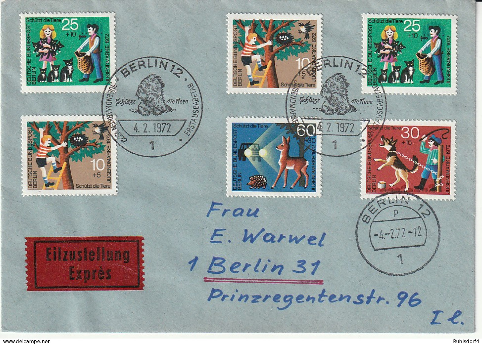 Berlin, FDC Mi.-Nr. 418-21, Als Eilboten Gelaufen, Mit Ak-St. - Lettres & Documents