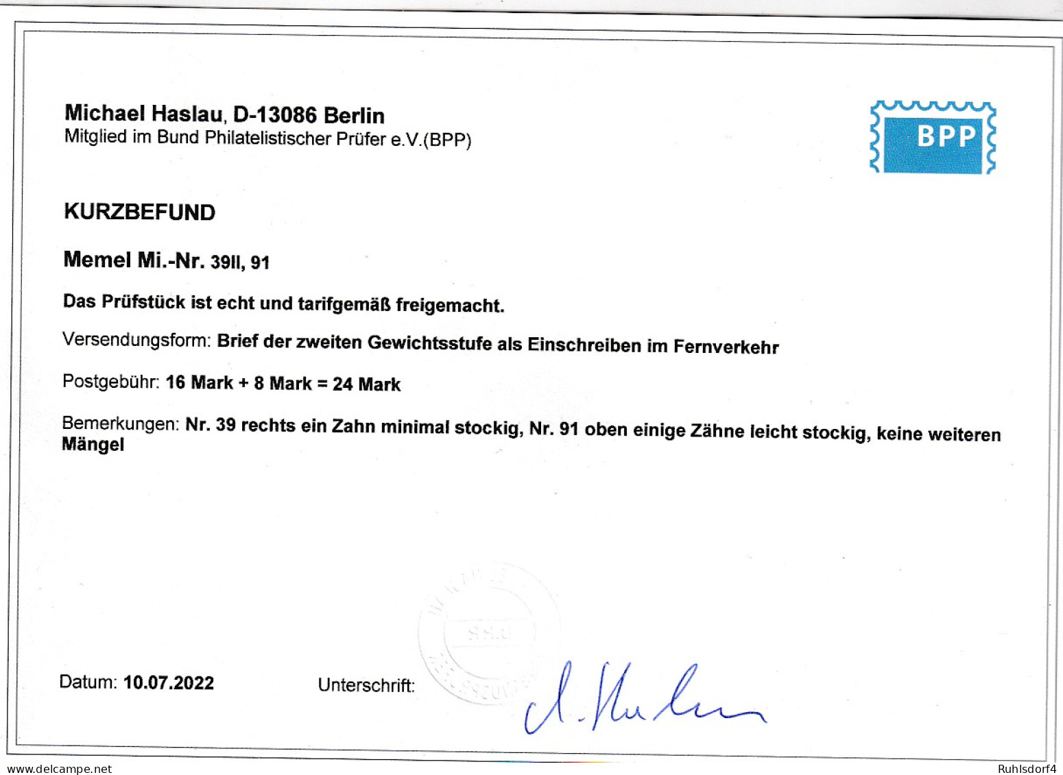 Memel: Einschreibbrief Nach Leipzig, Befund Haslau BPP - Autres & Non Classés