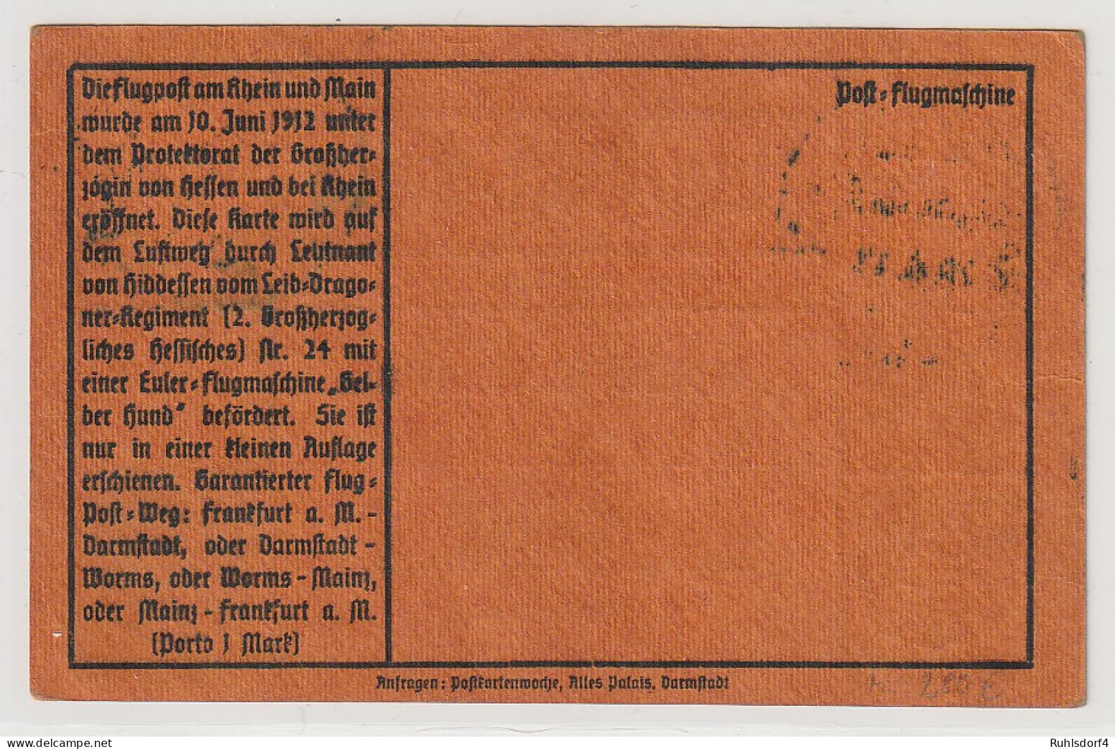 "Gelber Hund" - Flugpostkarte Ab Darmstadt 19.6.12 - Zeppeline
