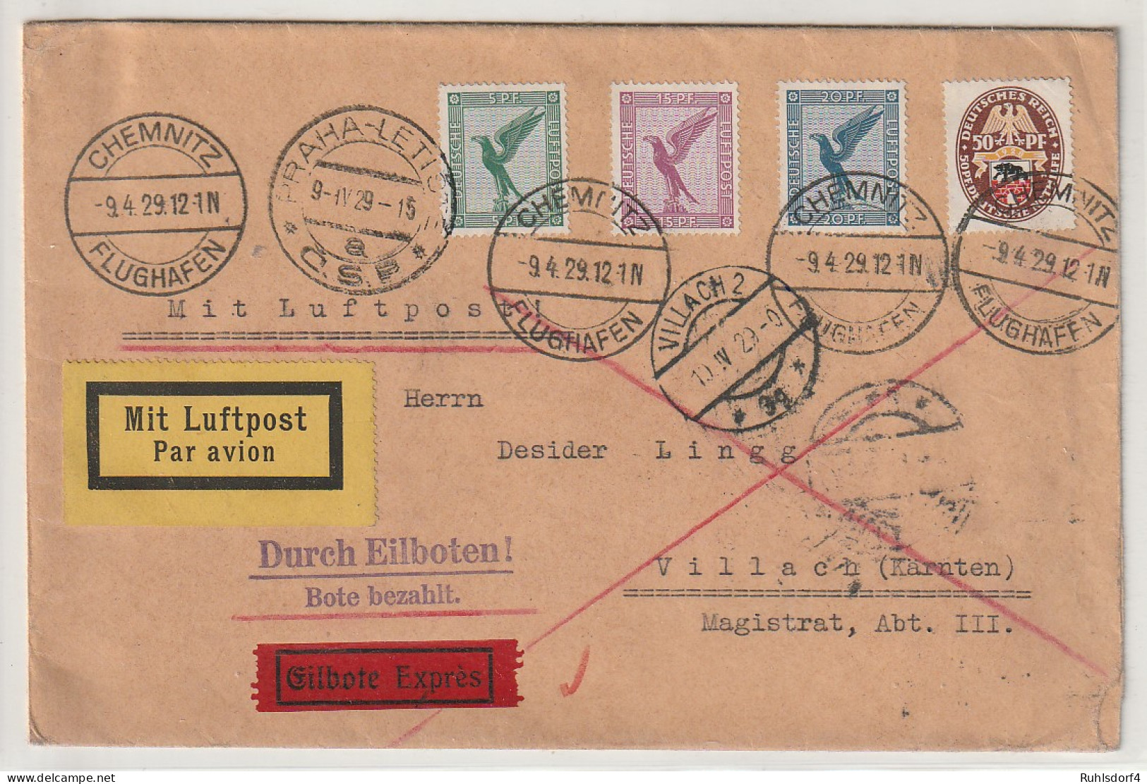 Eilboten/Luftpostbrief Nach Österreich Mit U.a. Mi.-Nr. 429 - Otros & Sin Clasificación