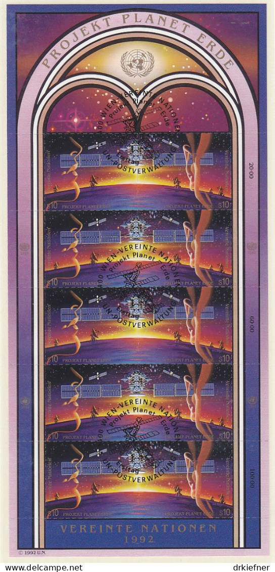 UNO  WIEN 133-134, Kleinbogen, Gestempelt, Int. Weltraumjahr 1992 - Blocks & Sheetlets