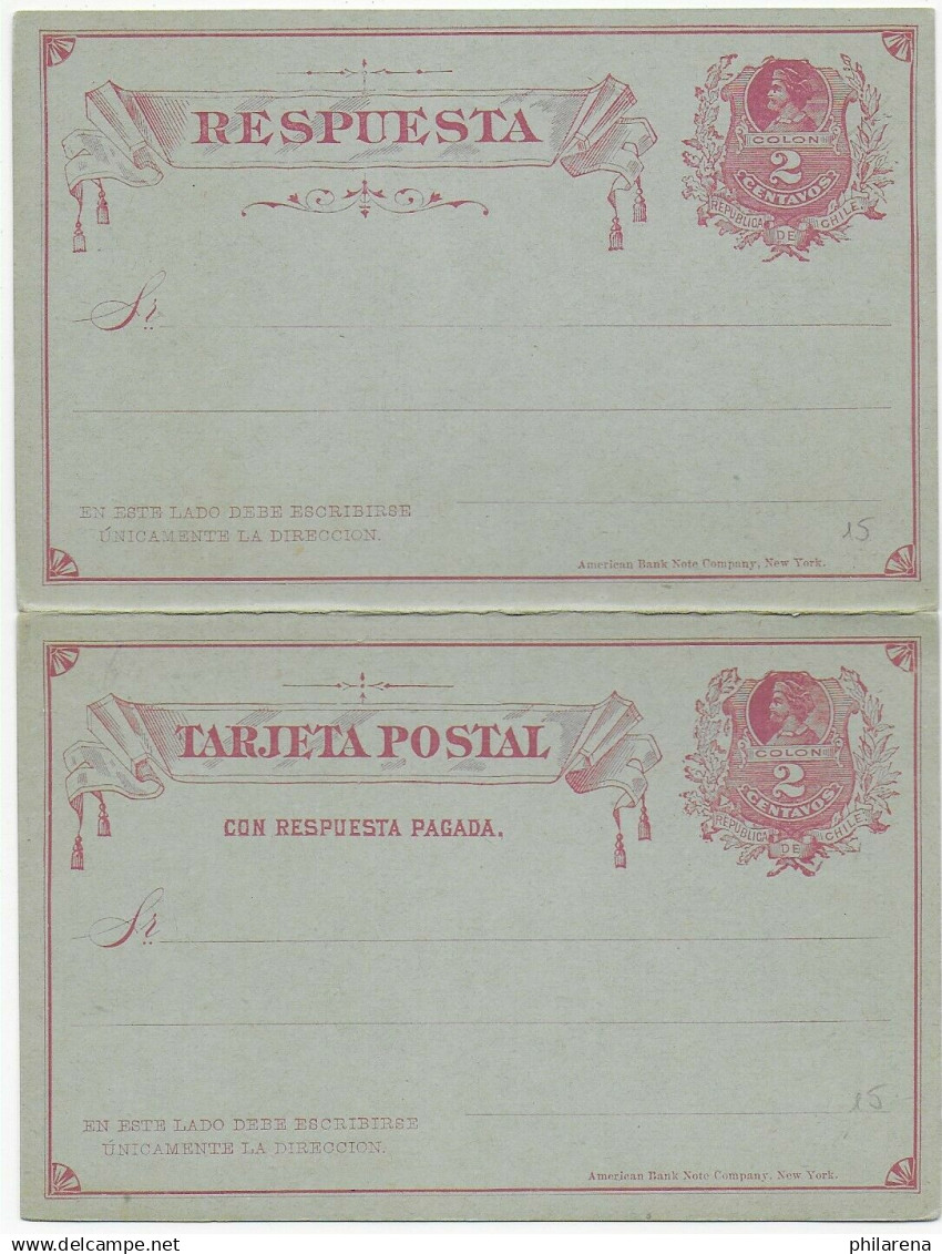 Chile: Doppelpostkarte - Ganzsache, Ungebraucht - Chile