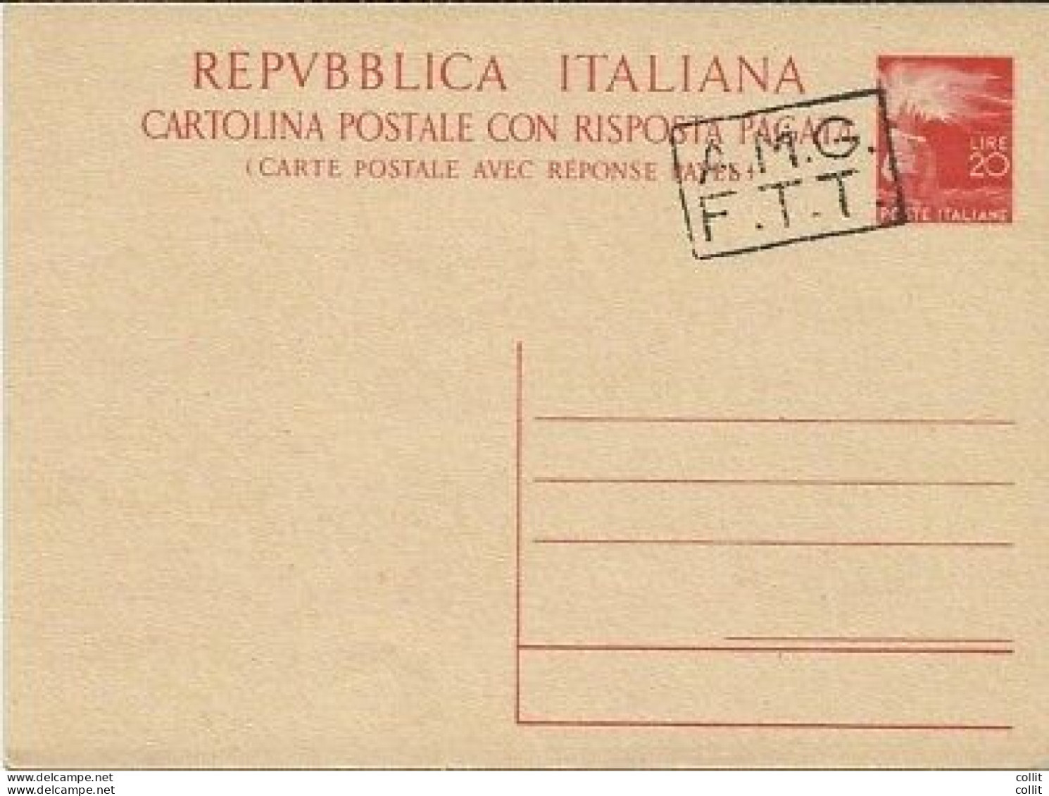 TriesteA-C.P. L.20+20 "Democratica" N.C8D Soprastampa "B" Sul Francobollo - Neufs