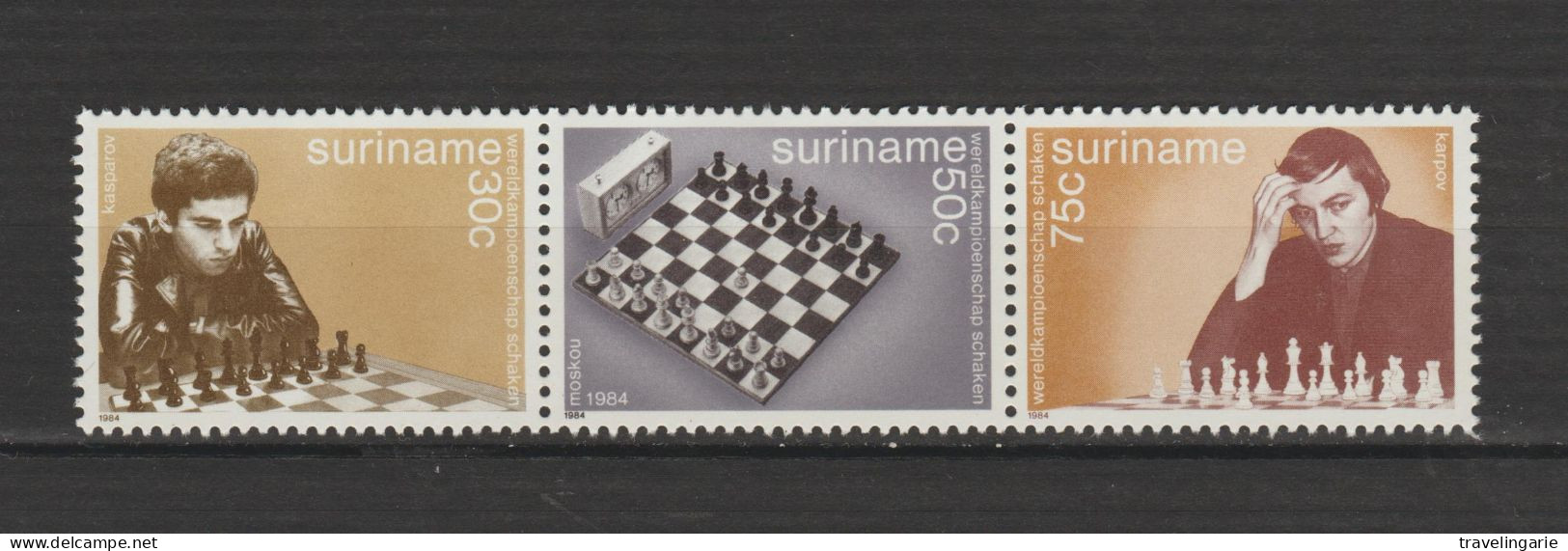 Suriname 1984 - Chess World Championship Moscow Strip MNH/** - Suriname