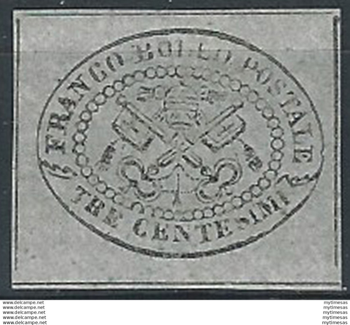 1867 Stato Pontificio 3 C. Grigio MNH Sassone N. 15 - Estados Pontificados