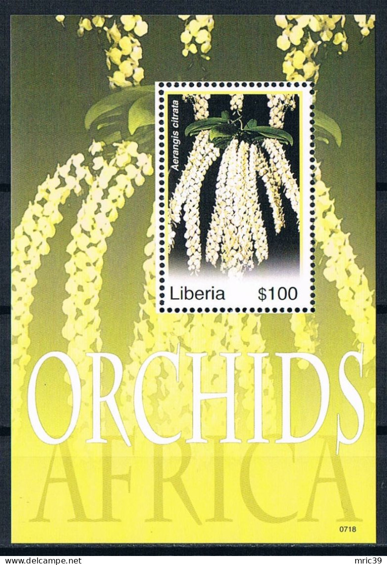 Bloc Sheet  Fleurs Orchidées Flowers Orchids  Neuf  MNH **  Liberia 2007 - Orchidee