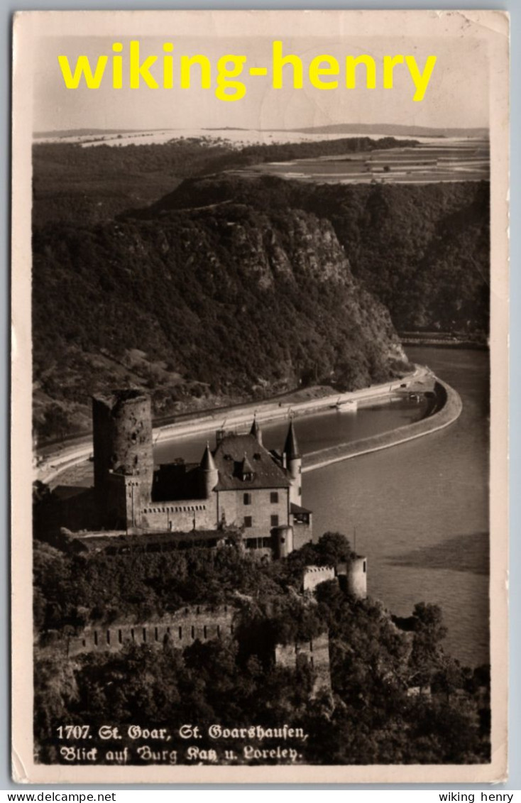 Sankt Goar St Goarshausen - S/w Blick Auf Die Burg Katz Und Loreley - Mit Stempel Loreley 1950 St. Goarshausen - St. Goar