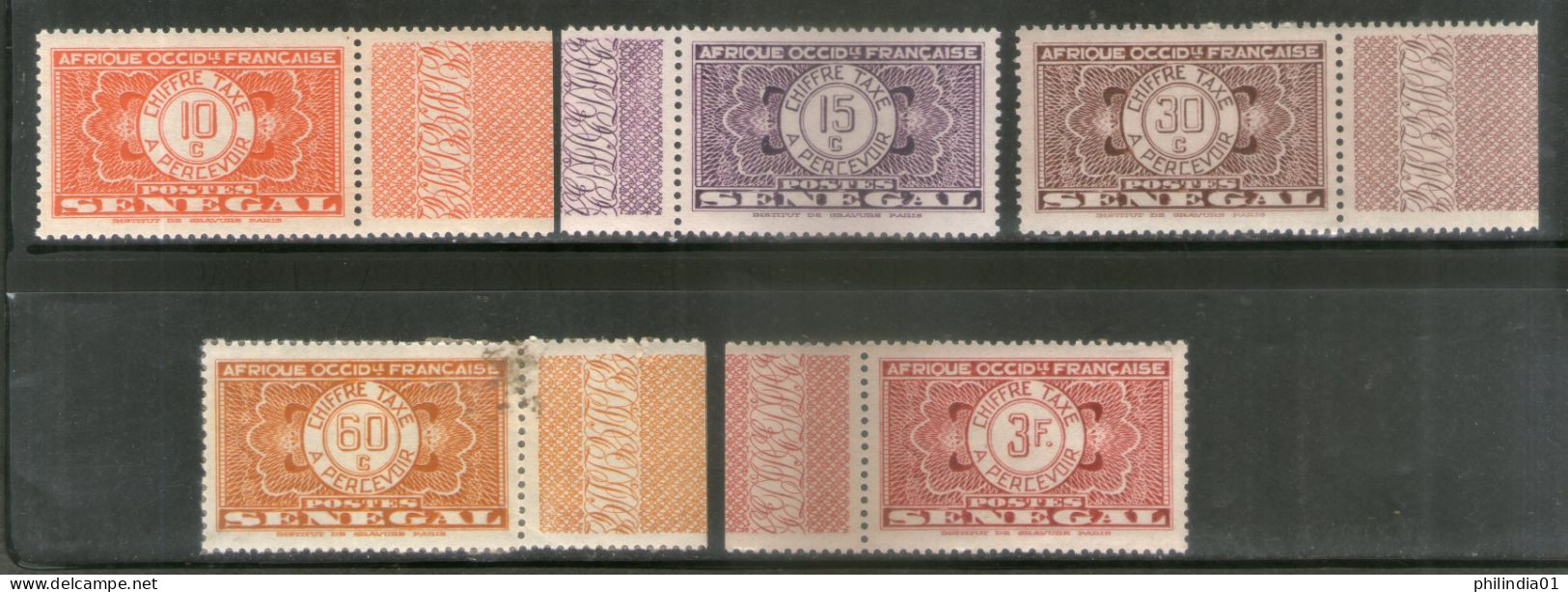 Senegal 1935 5 Diff. Postage Due Sc J23 Stamp With Tab MNH # 835 - Senegal (1960-...)