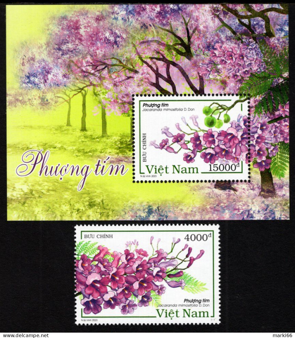 Vietnam - 2023 - Flora - Jacaranda Mimosifolia - Mint Stamp + Souvenir Sheet - Vietnam