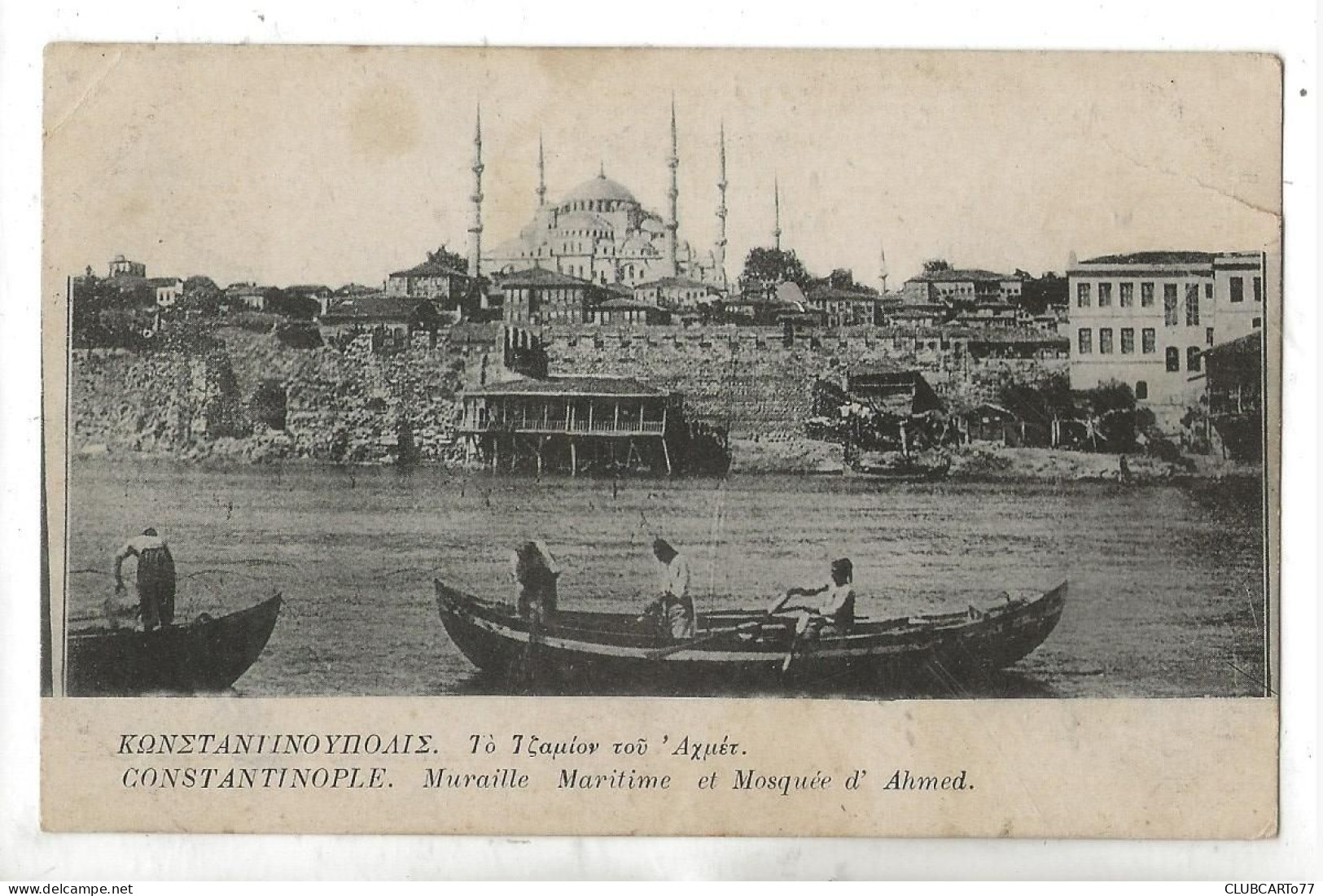 Istambul Ou Constantinople (Turquie) : GP D'une Barque Devant La Muraille Maritime Et La Mosquée D'Ahmed En 1915 PF. - Türkei