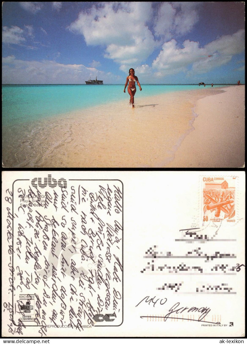 Postcard Cayp Largo Cayo Largo Playa Karibik-Insel Frau Bikini 1990 - Cuba