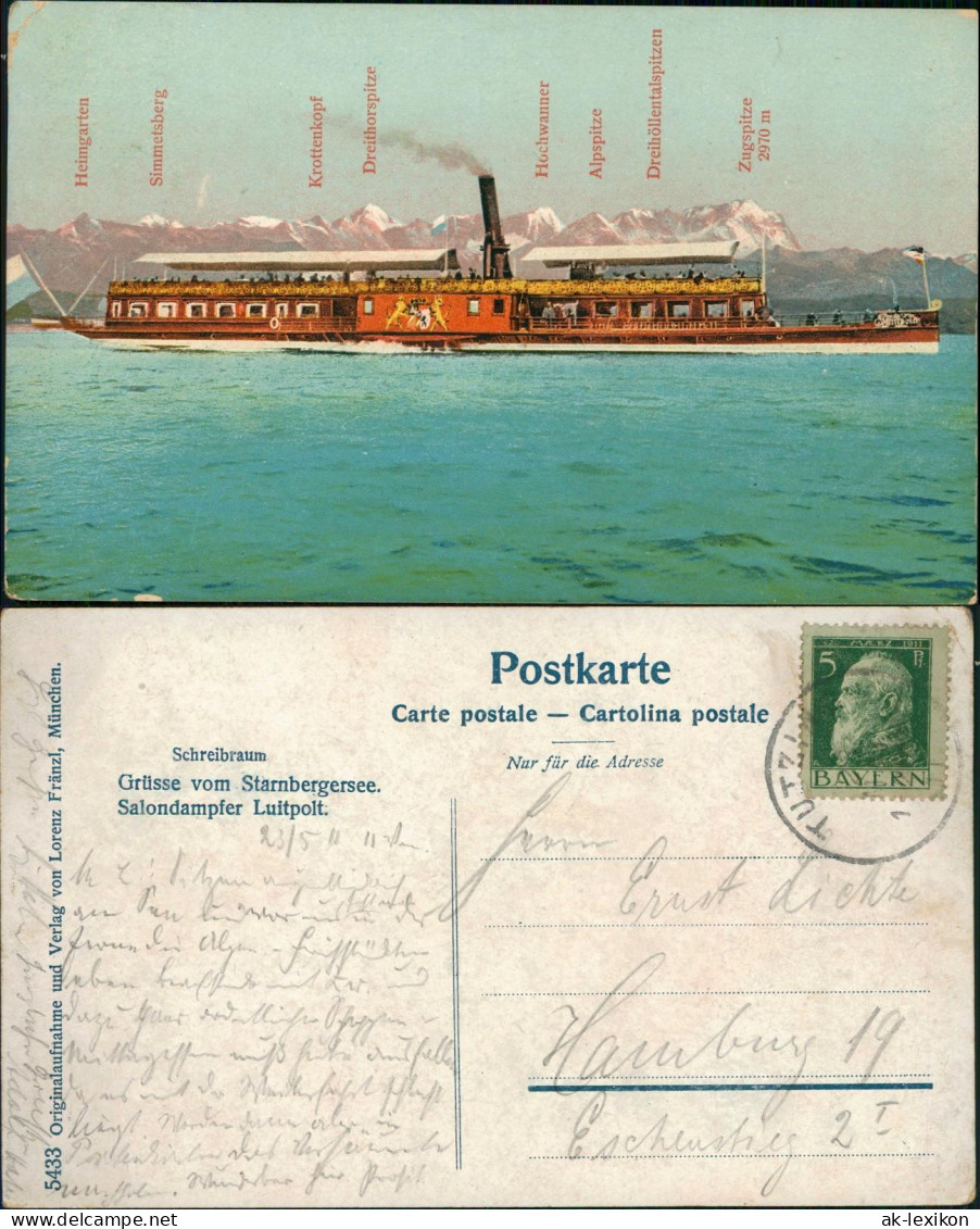 Ansichtskarte  Der Bodensee Dampfer Steamer Gebirgskette 1917 - Unclassified