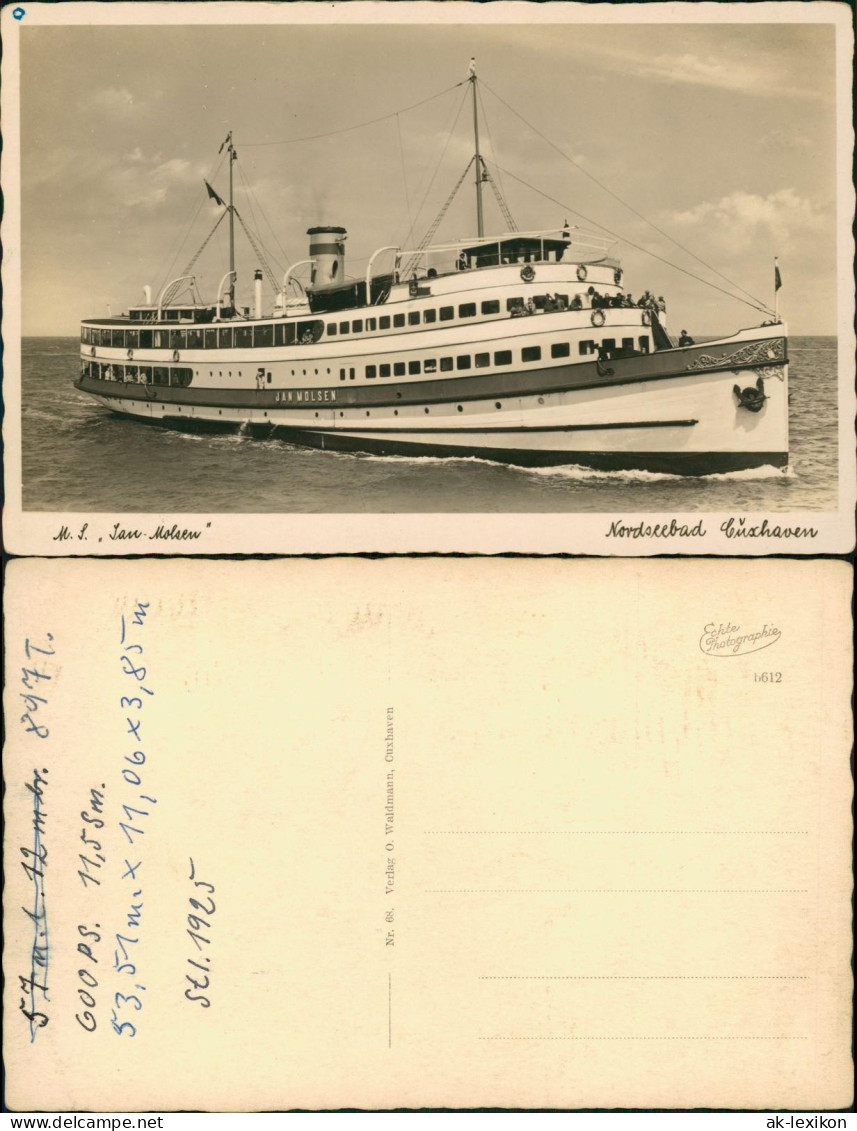 Ansichtskarte Cuxhaven Hafen M.S. Jan-Molsen Motorschiff 1935 - Cuxhaven