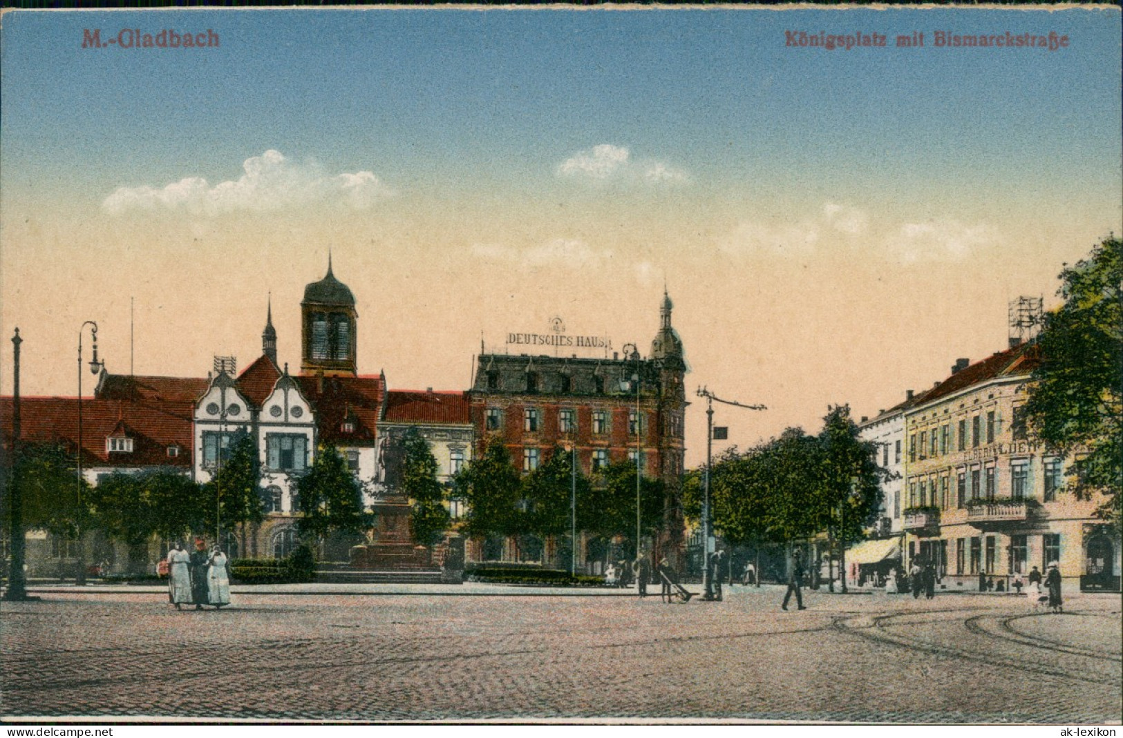 Ansichtskarte Mönchengladbach Königsplatz Mit Bismarckstraße 1916 - Moenchengladbach