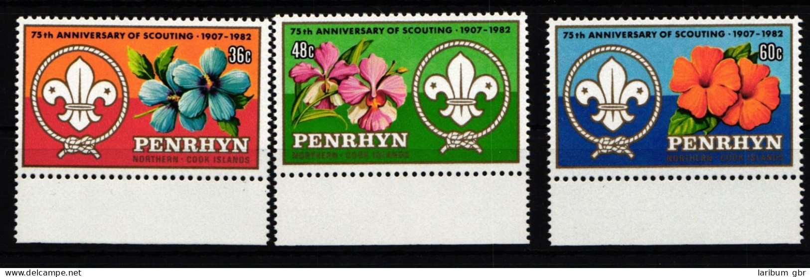 Penrhyn 302-304 Postfrisch Blume 75 Jahre Pfadfinder #HY843 - Penrhyn