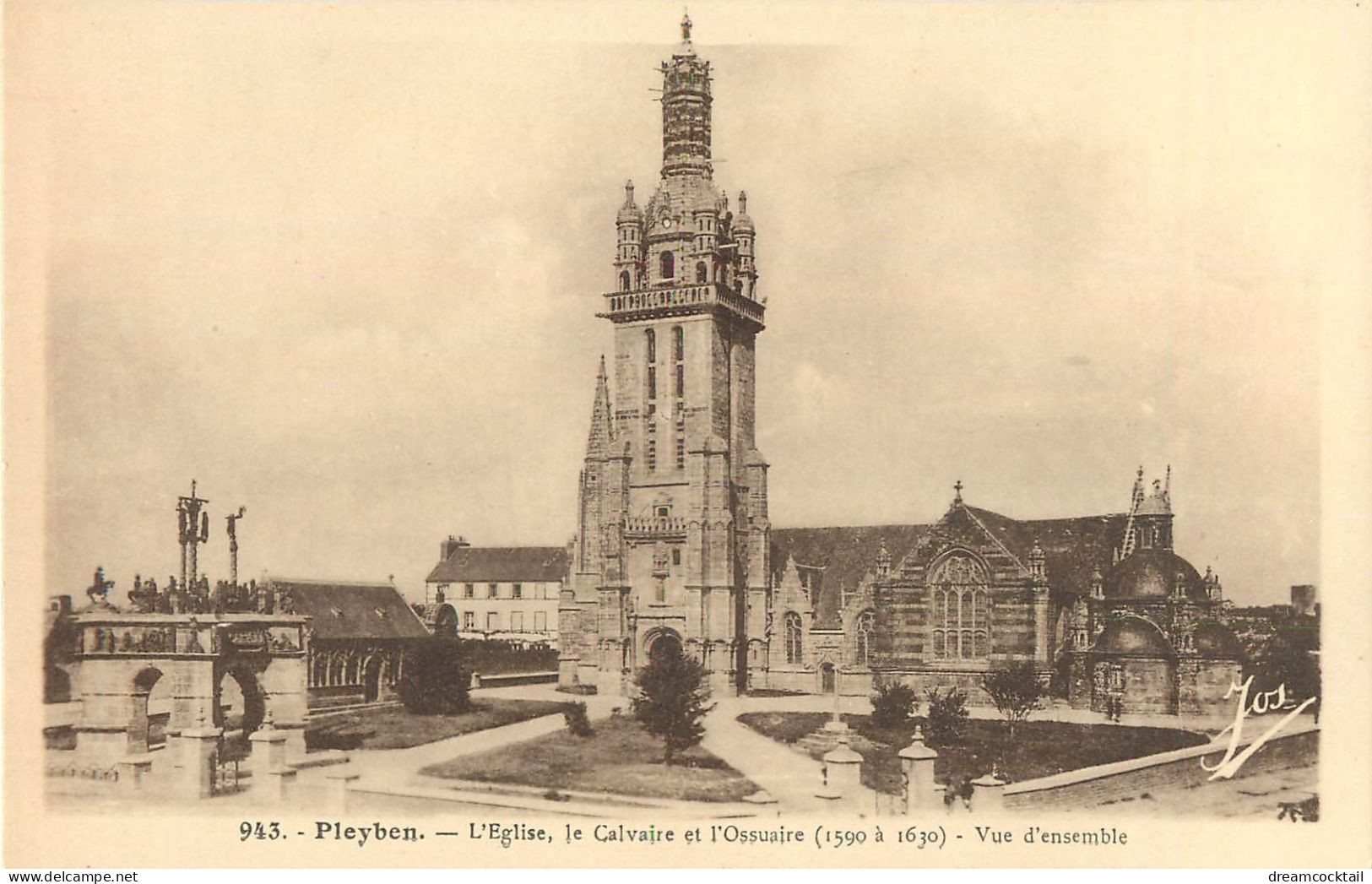 5 Cpa 29 PLEYBEN. Eglise Calvaire Ossuaire Grande Place Arc De Triomphe - Pleyben