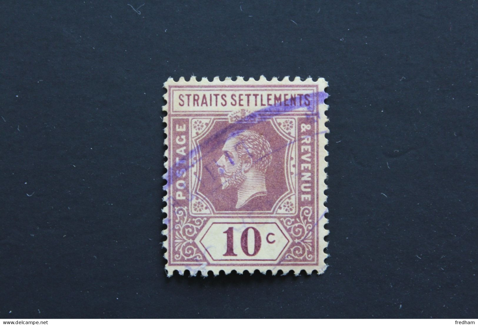 1912-23  STRAITS SETTLEMENTS  ROI GEORGE V  Y&T SG - ST 143 10C  VIOLET / JAUNE VERSO JAUNE - Straits Settlements