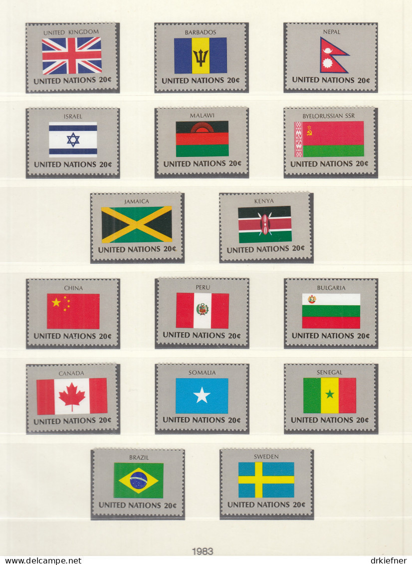 UNO NEW YORK  422-437, Postfrisch **, Flaggen, 1983 - Unused Stamps