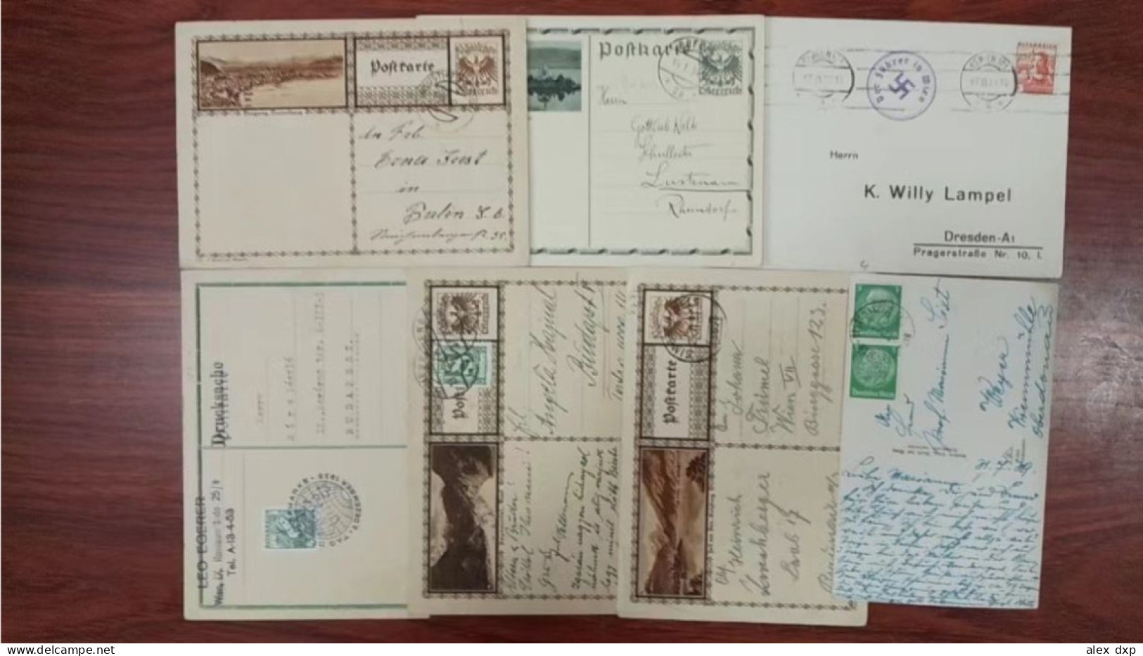 AUSTRIA > 1930-39 POSTAL HISTORY> 7 STATIONARY CARDS FROM SELZTHAL, NEUSTIRT, SIMBACH, BREGENZ AND WIEN - Briefe U. Dokumente