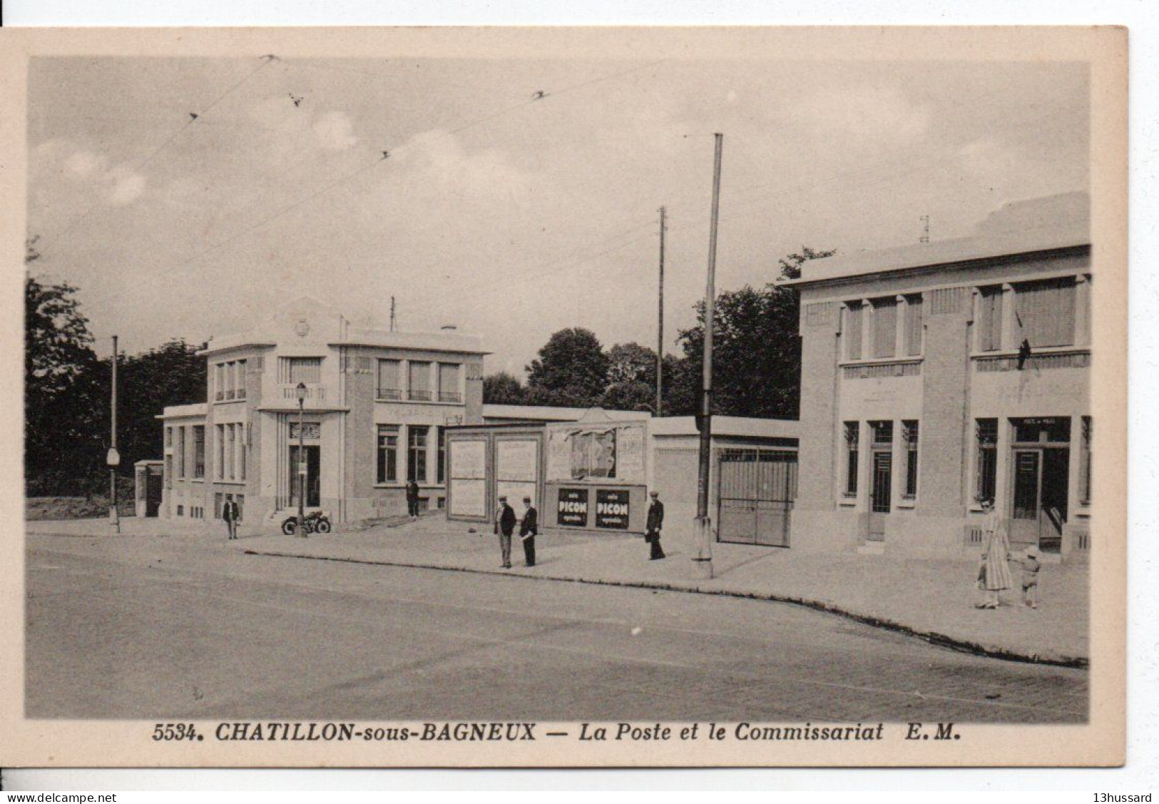 Carte Postale Ancienne Châtillon Sous Bagneux - La Poste Et Le Commissariat - Police - Châtillon