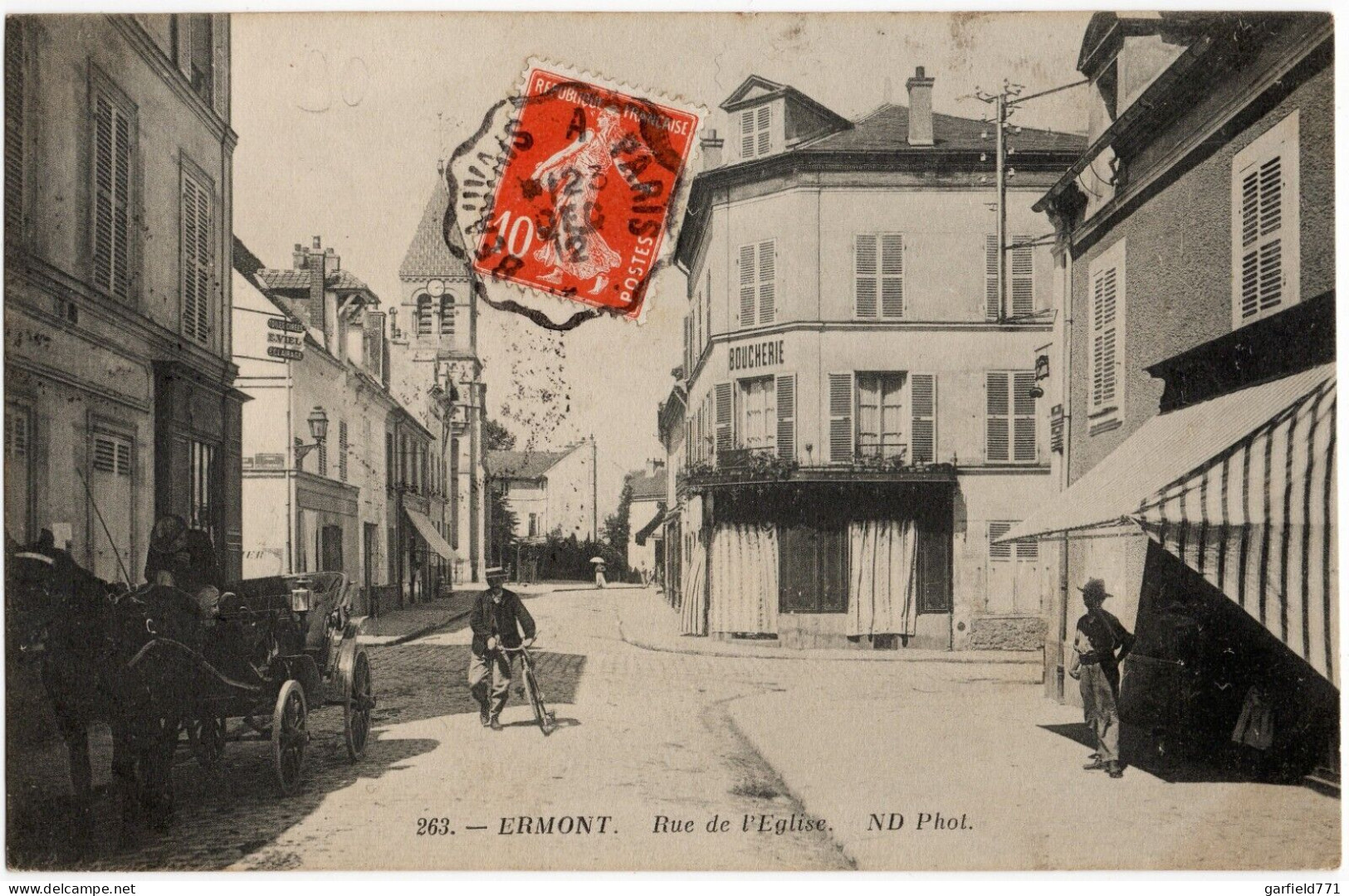 FRANCE - Ermont - Rue De L'Eglise - Calèche Attelage - Vélo Cycliste - - Ermont-Eaubonne