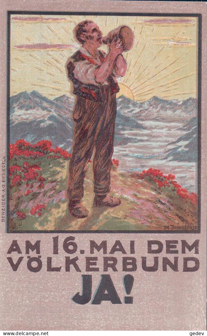 M. Annen Illustrateur, Propagande Votation Suisse, Am 16. Mai Dem Völkerbund, Litho (16.5.1920) - Events
