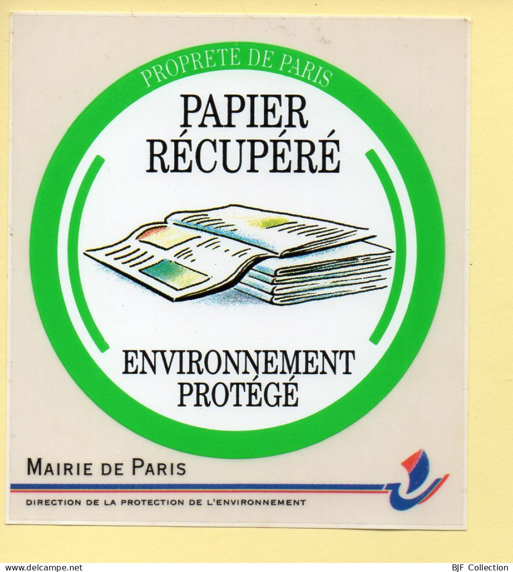 PROPRETE DE PARIS – Papier Récupéré Environnement Protégé / Autocollant / Sticker (voir Scan Recto/verso) - Stickers