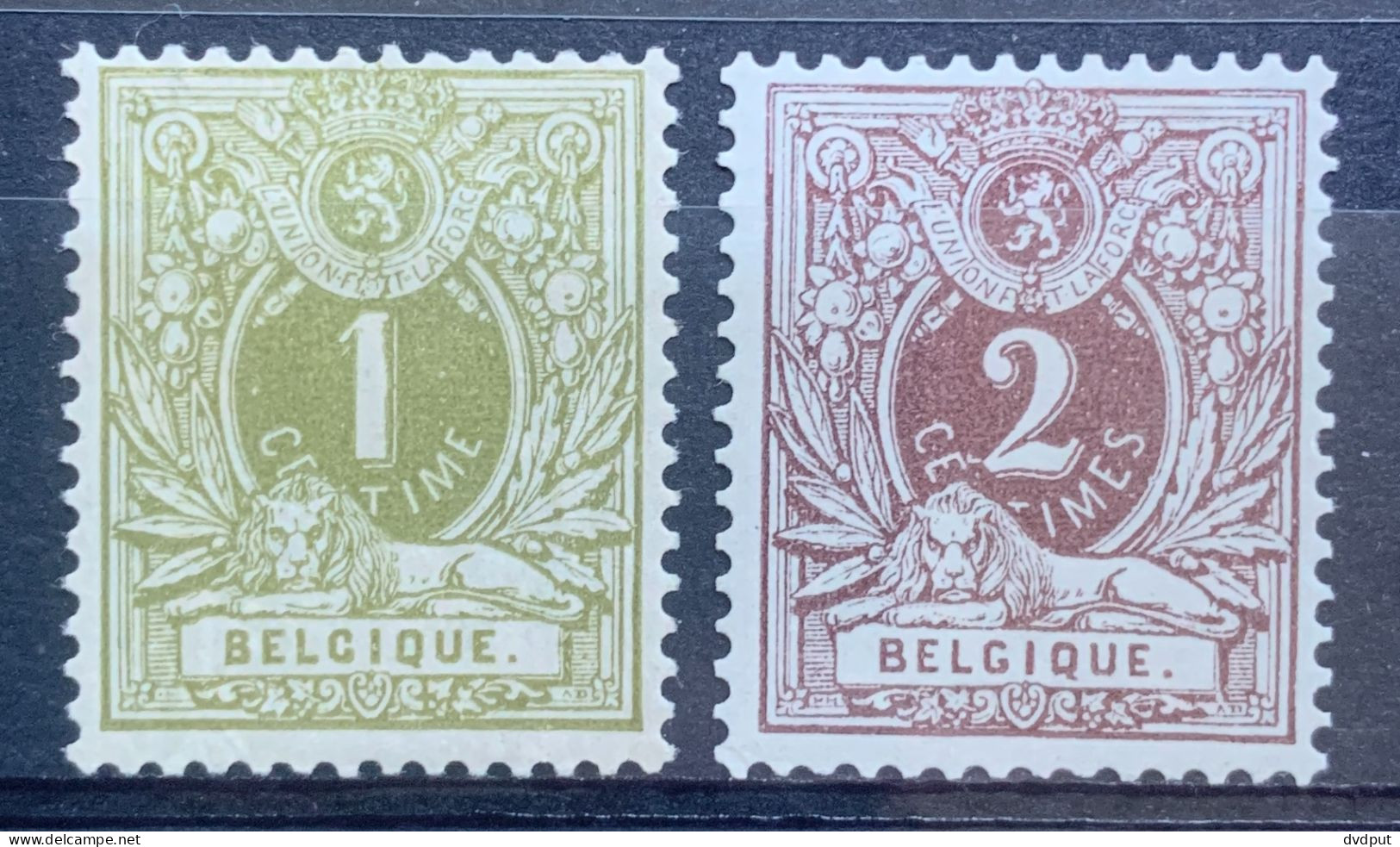 België, 1884/88, Nr 42+44, Ongebruikt *, Gecentreerd, OBP 37€ +110% = 78€ - 1869-1888 Liggende Leeuw