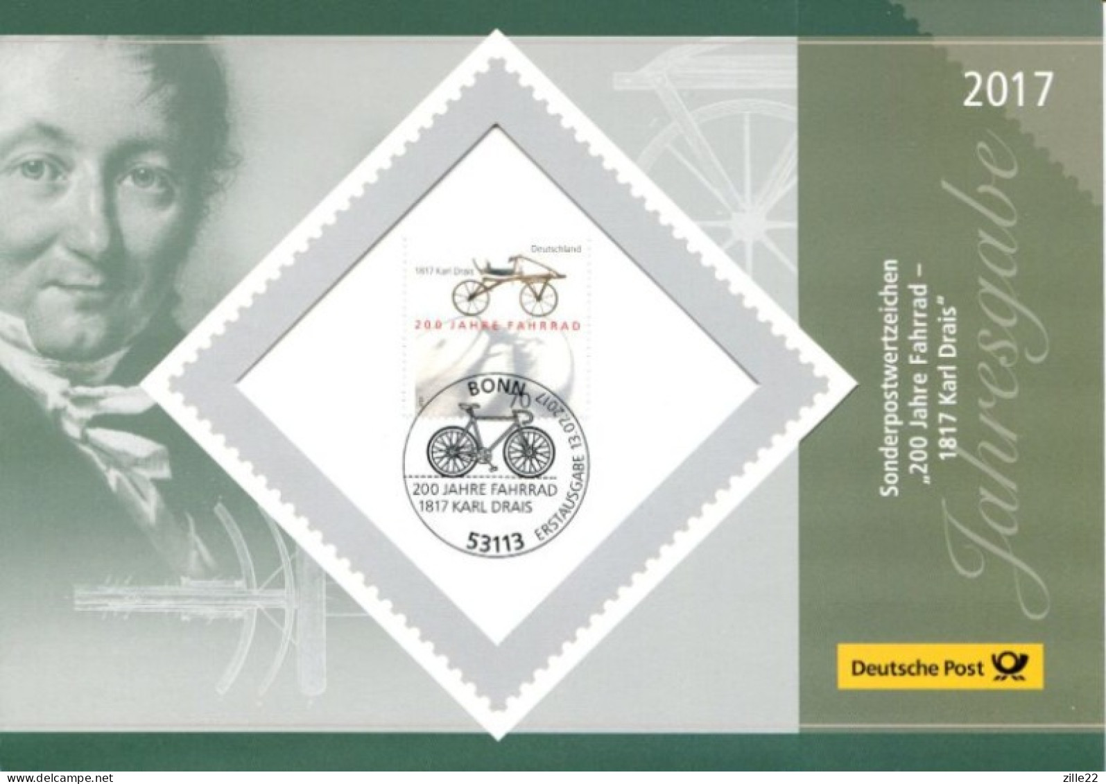 Germany Special FDC 2017 Issue In A5 Folder - 200 Years Velo Bicycle - 2011-…