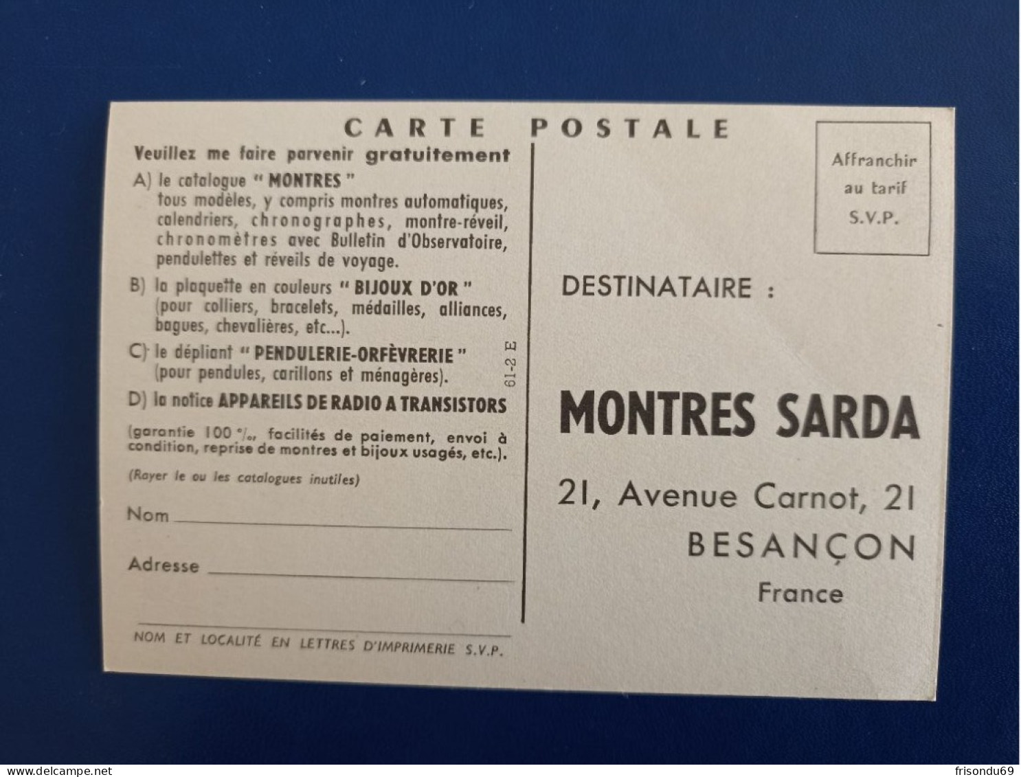 "Noces D'Or" . Les Montres Sarda. Besançon. - Reclame