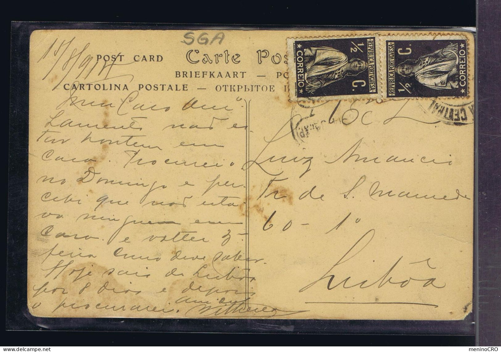 Gc8552 PORTUGAL Postal Stationery CERES 1914 /postcard Mailed LISBOA - Andere & Zonder Classificatie