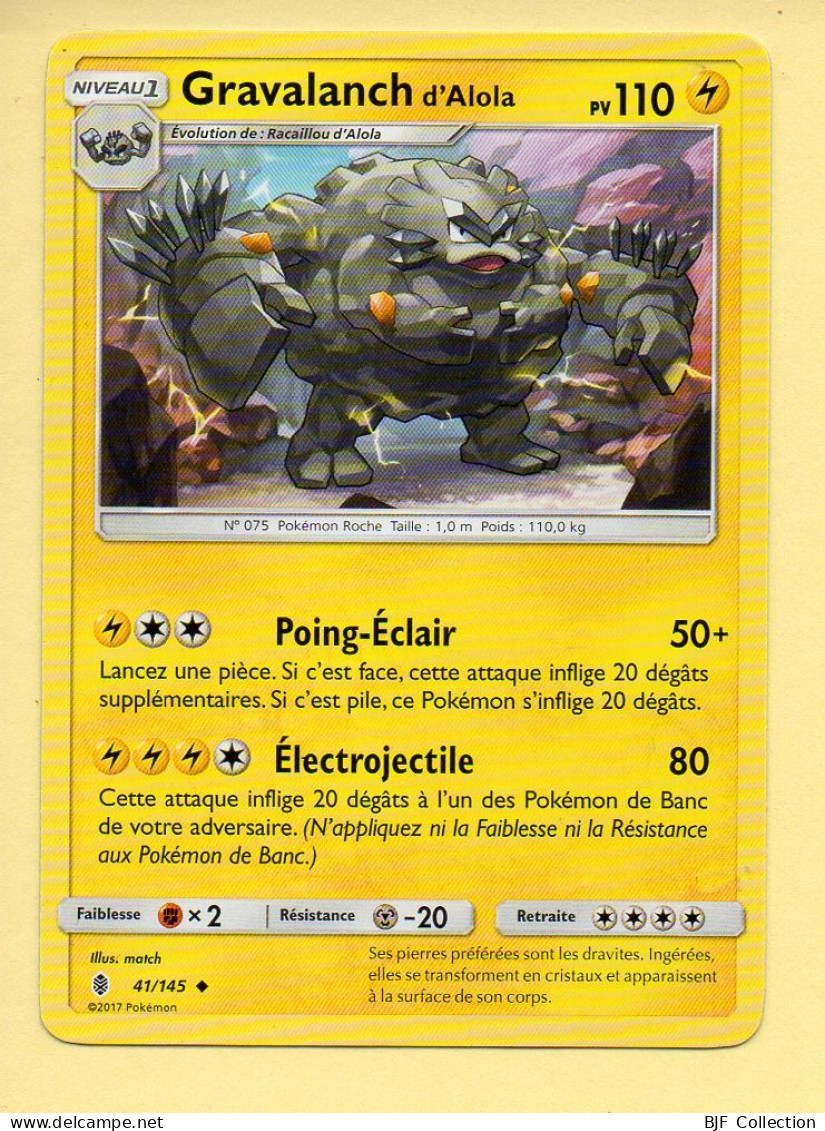 Pokémon N° 41/145 – GRAVALANCH D'ALOLA / Soleil Et Lune - Gardiens Ascendants - Soleil & Lune