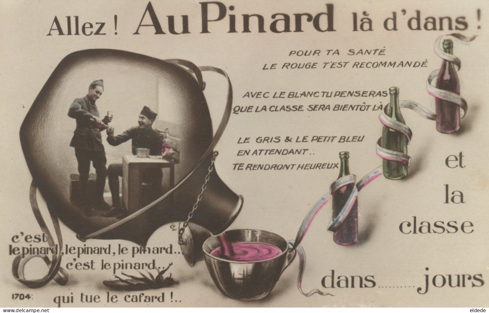 Surrealisme Montage Photo Militaires Dans Gourde à Pinard Pro Alcool Tueur De Cafard  Eloge Du Vin - Fotografie