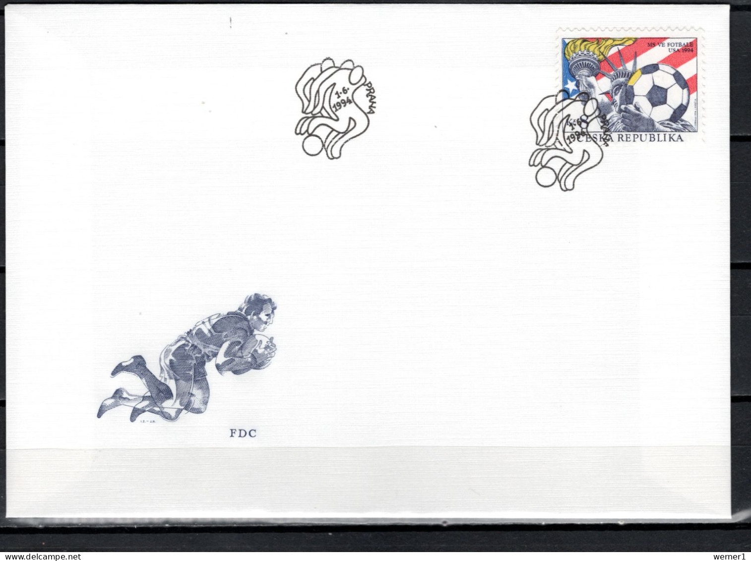 Czech Republic 1994 Football Soccer World Cup Stamp On FDC - 1994 – Stati Uniti