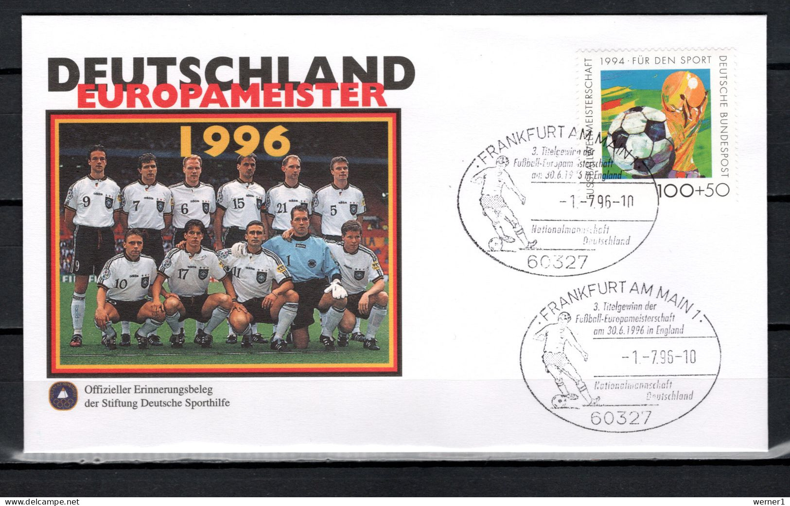 Germany 1996 Football Soccer European Championship, Germany European Champion Commemorative Cover - Europei Di Calcio (UEFA)